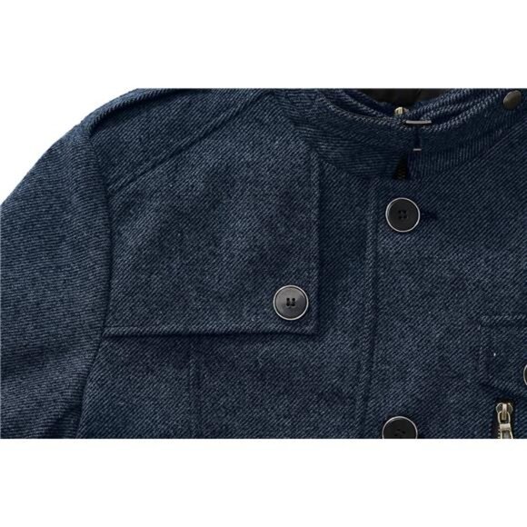 Men's Wool Blend Jacket Stand Collar Windproof Pea Coat - Picture 6 of 8